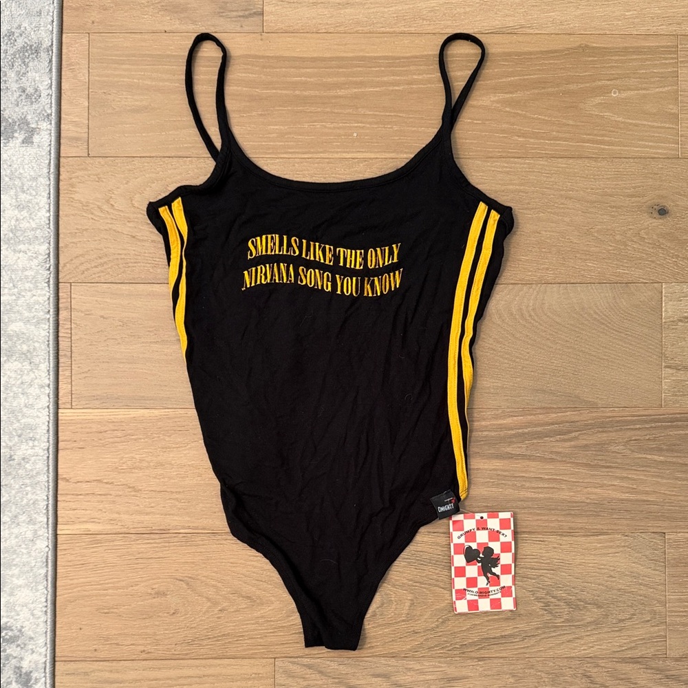 Black and Yellow Women's Swim Bodysuit